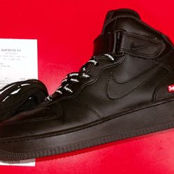 Nike Air Force 1 Mid Supreme Black Size 9