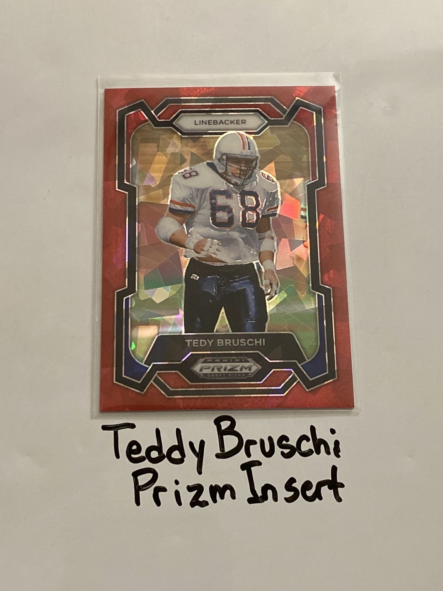 Teddy Bruschi New England Patriots All-Pro LB Prizm Short Print Insert Card. 