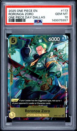 One Piece Zoro Dallas Day PSA 10