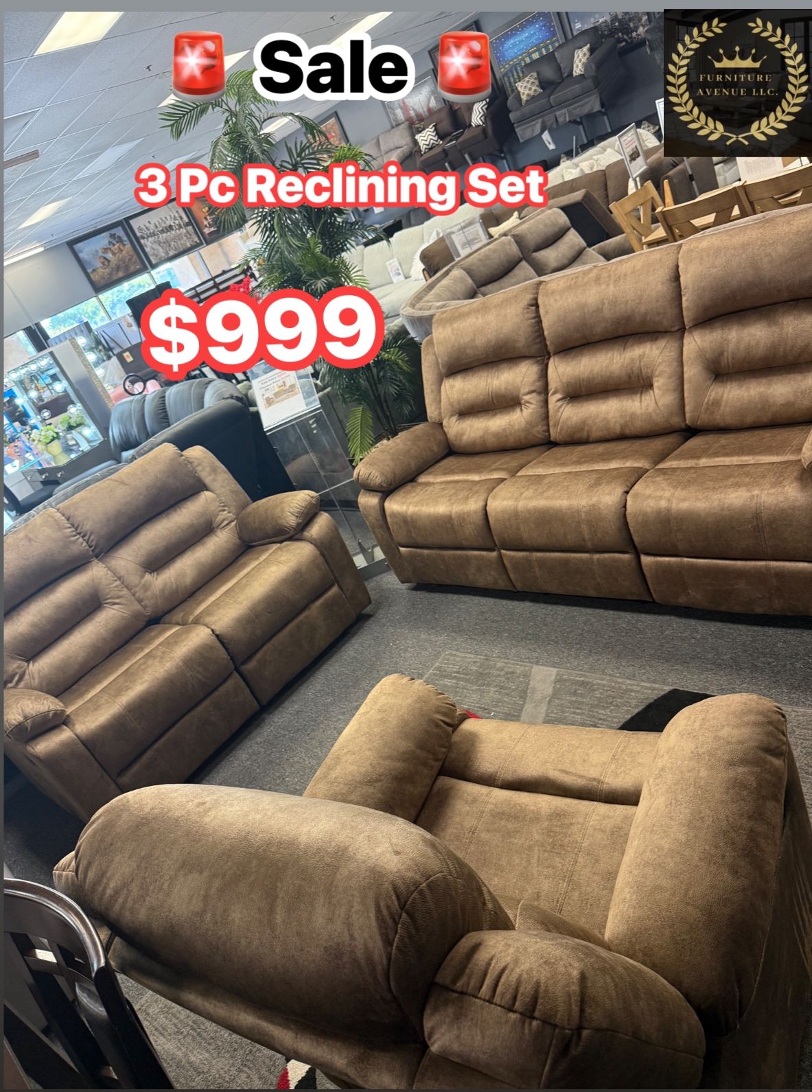 3 Pc Recliner Set
