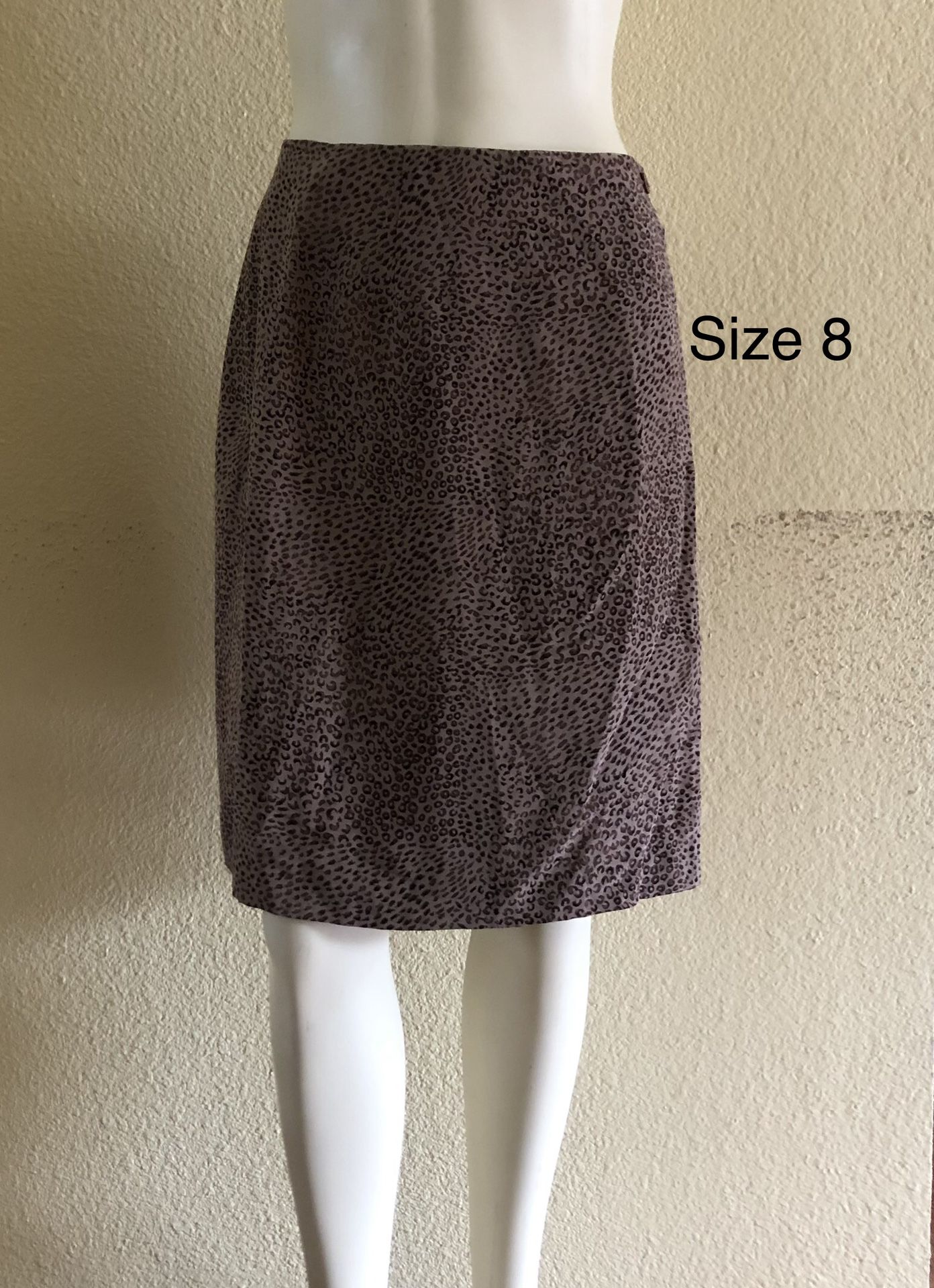 CHARTER CLUB Women’s Wrap Skirt Size 8 100% Silk Leopard Animal Print Lined