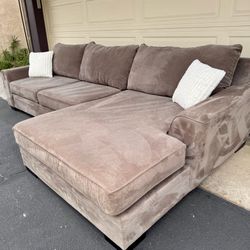 Gray Huge Chaise Living Spaces Sectional Couch Sofa