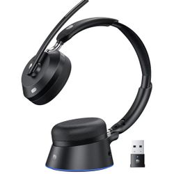 Wireless Headset with Mic for Work, 