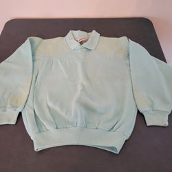 Women's Vintage Seafoam Green Collared Sweatshirt Size Small