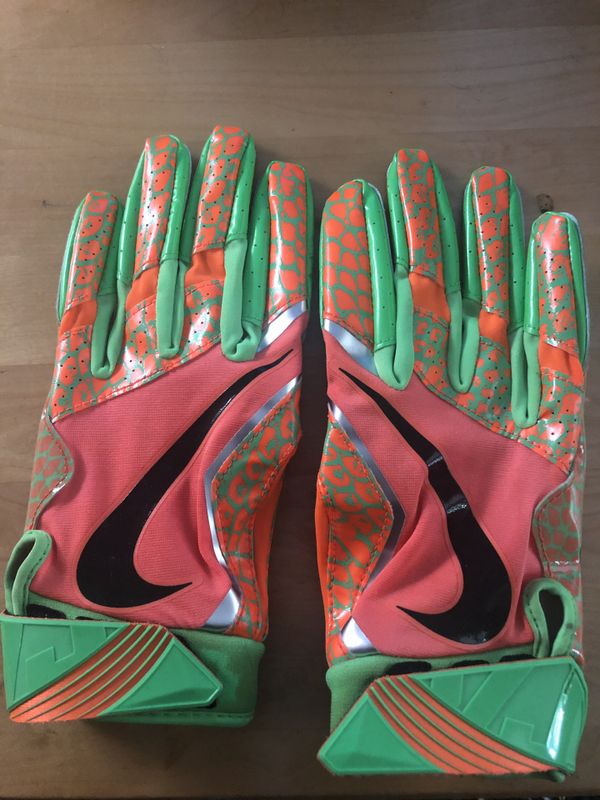 Nike receiver gloves (Neon Green/Neon Orange, Size L) for Sale in San