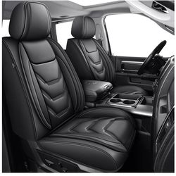 Truck Seat Covers Full Set Custom Fit for 2002-2025 2026 Dodge RAM 1500/2500/3500 Crew Quad Regular Cab Durable Waterproof Leather Seat Protectors (Bl