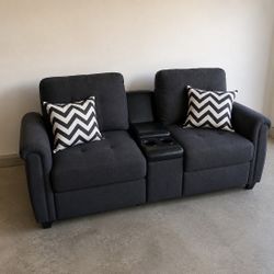 🛋️ 2-Piece LoveSeat & Sofa Set w/ USB Console – Gray | $10 Down