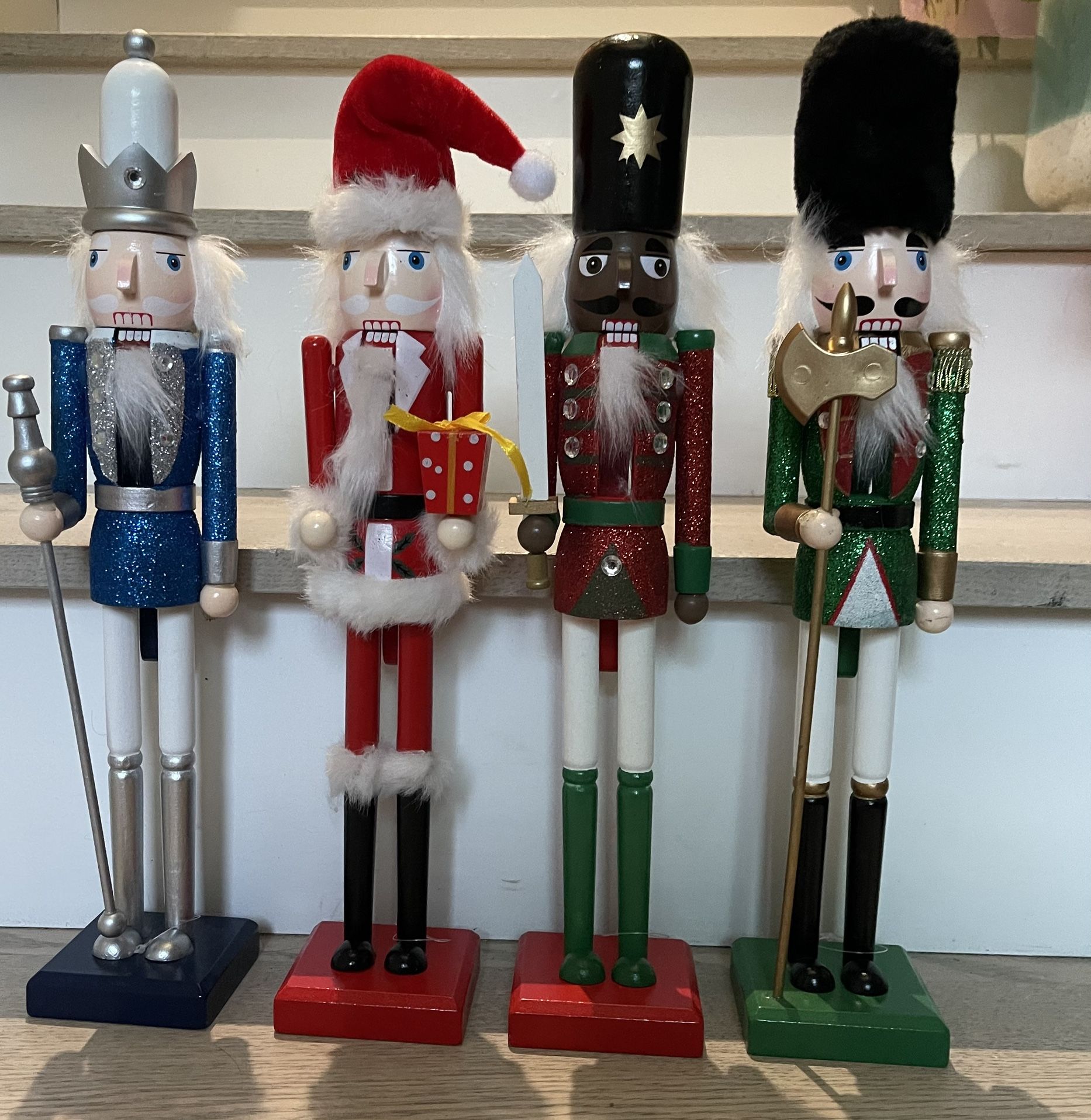 Set Of 4 Wood Nutcrackers 15 Inch Tall $40