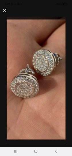 14 Kt Over 925 Silver Simulated Diamonds Earring Screwback  Studs