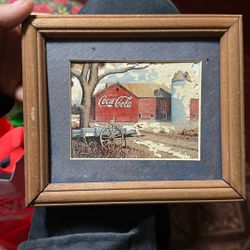 Vintage Coca-Cola Barn and Silo Matted Wood  Framed Print
