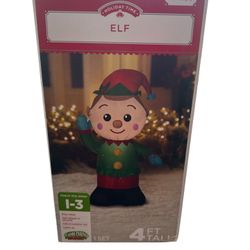 4 Feet TALL AIRBLOWN INFLATABLE CHEERY ELF OUTDOOR YARD DECOR Christmas NIB  Add a touch of holiday cheer to your outdoor space with this 4-foot tall 