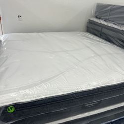 KING SIZE SIMMONS BEAUTYREST PRESSURESMART LUX PILLOW TOP MATTRESS & BOX SPRINGS BED SET