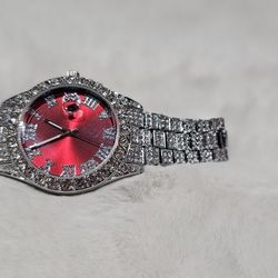 Men Watch, Color Silver & Red