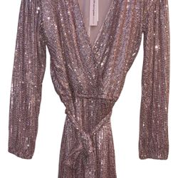 Bloomingdale’s Exclusive Aqua Pink Sequined Romper Size Small NWT