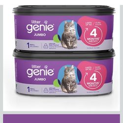 Litter Genie Refill Bags | Jumbo 2-Pack, 56 Total ft | Up to 8 Months of Supply in 2 cartridges | Ultimate Odor Control Cat Litter Bags