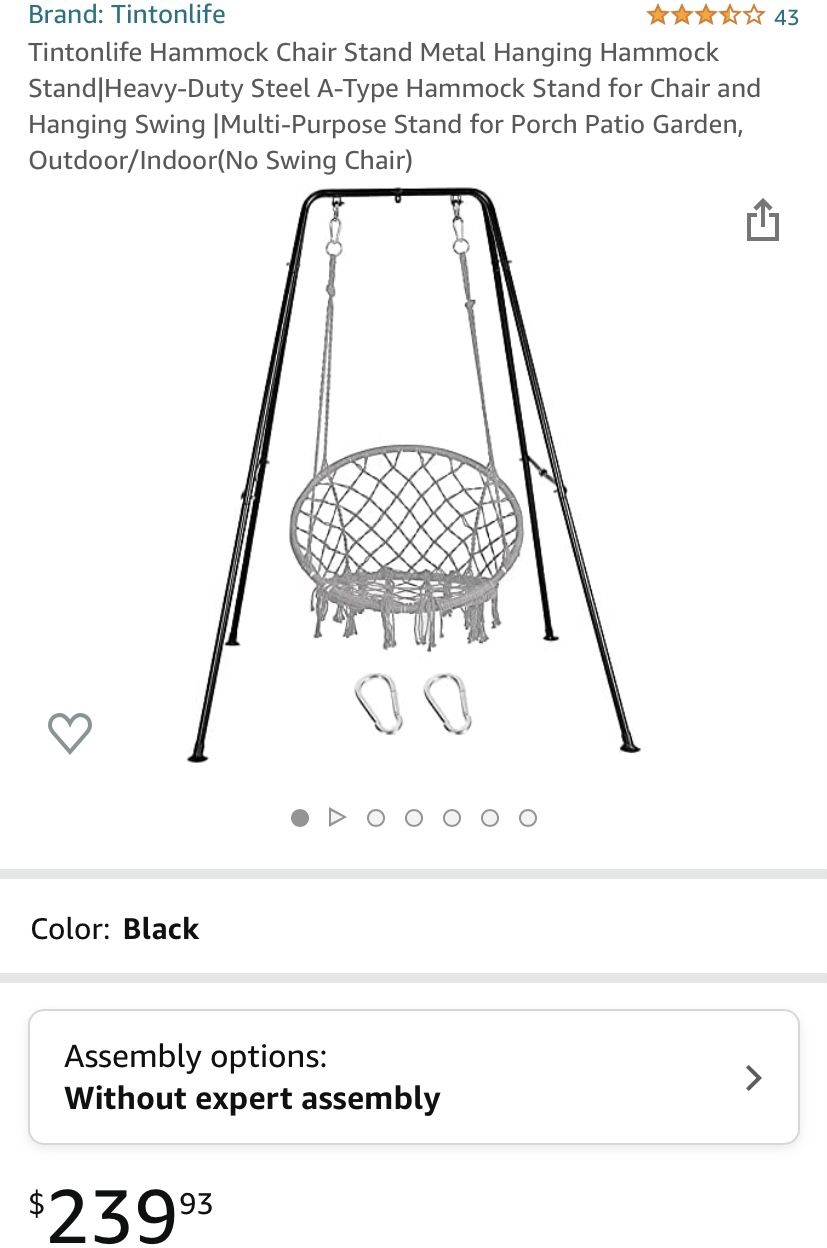 Tintonlife Hammock Chair Stand Metal Hanging Hammock Stand|Heavy-Duty Steel A-Type Hammock Stand for Chair and Hanging Swing |Multi-Purpose Stand for