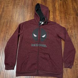 Dead Pool Heather Red Sz Medium Mens Preowned Zip Hoodie Great Condition!!  