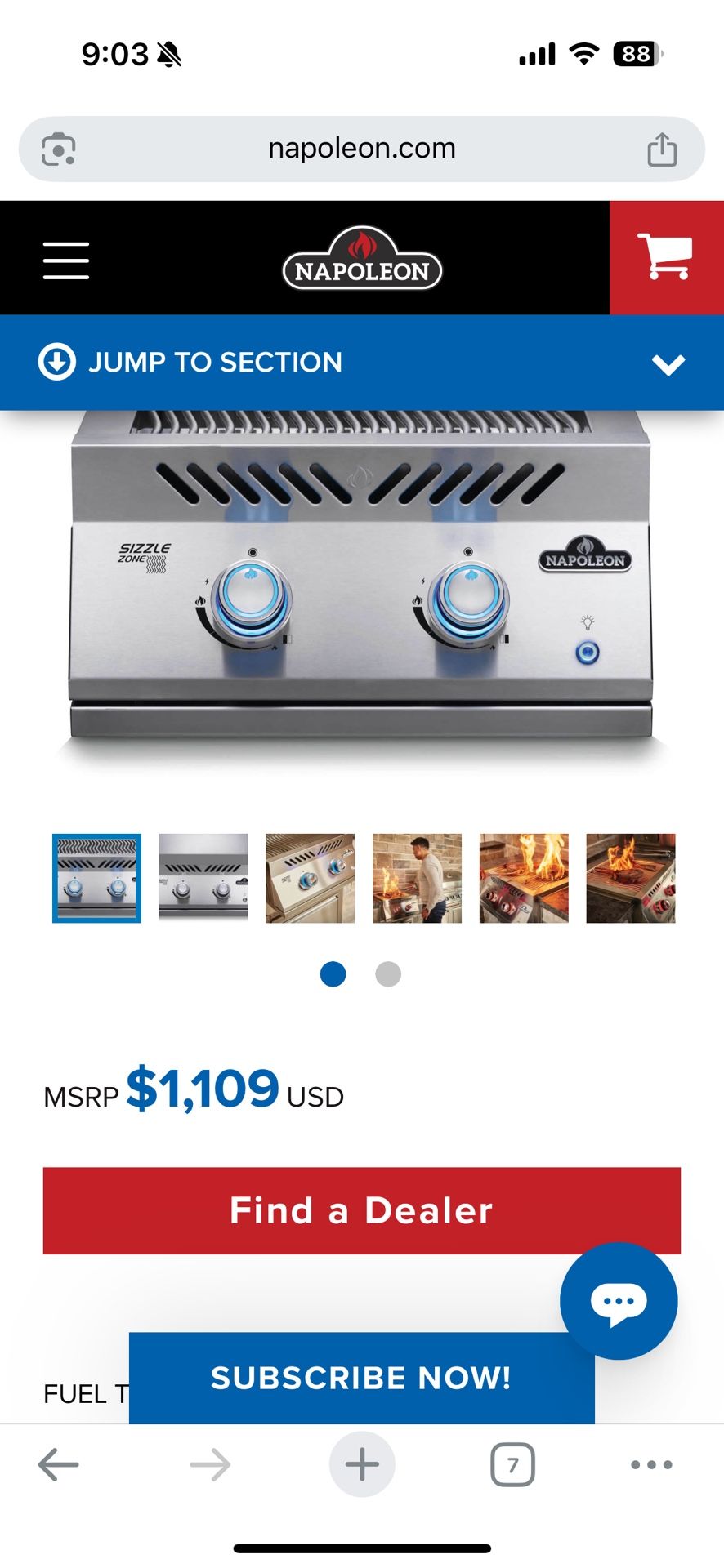 Napoleon Built In Side Burner 