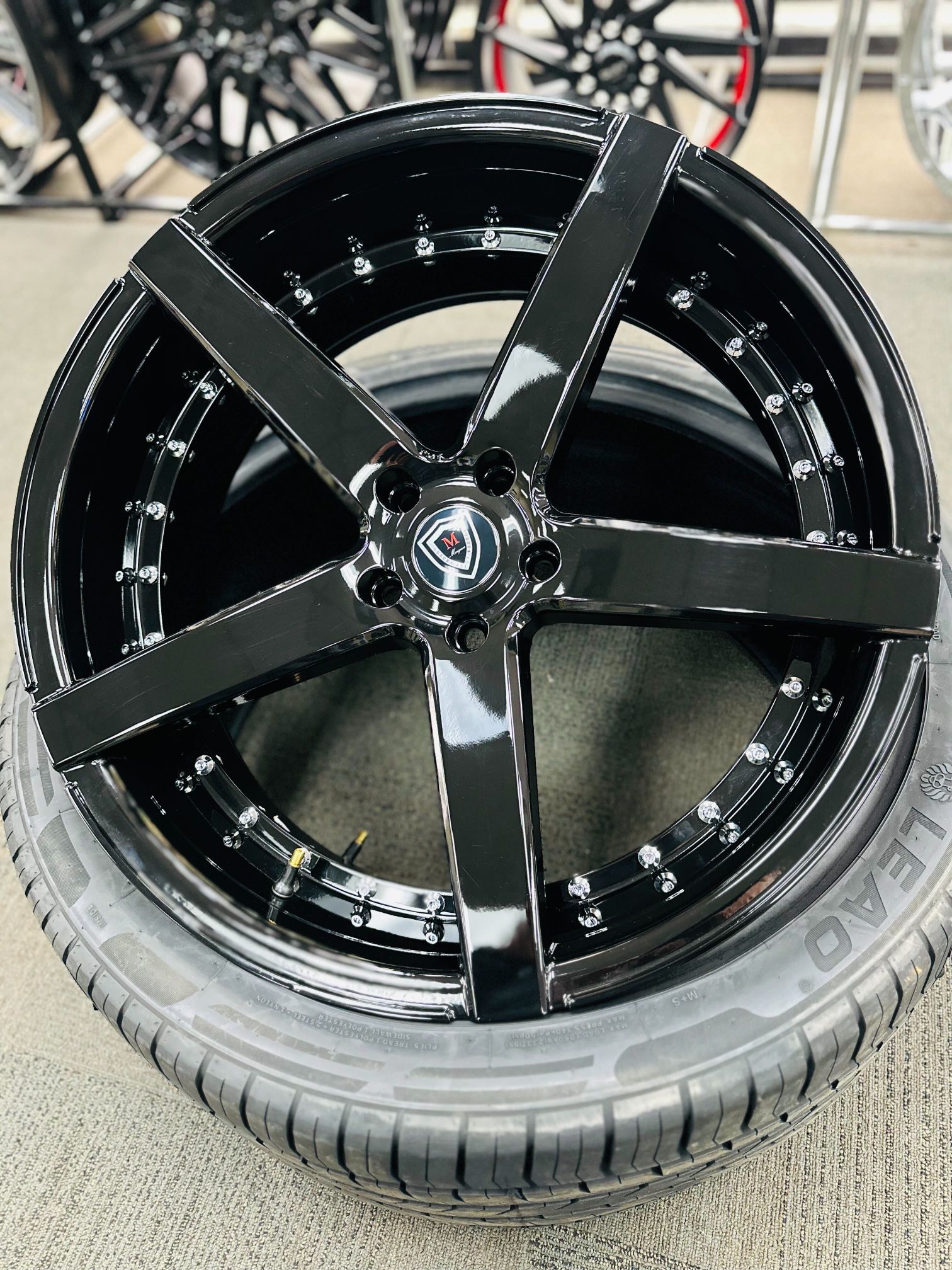 22” Marquee  Black Staggered Rims 