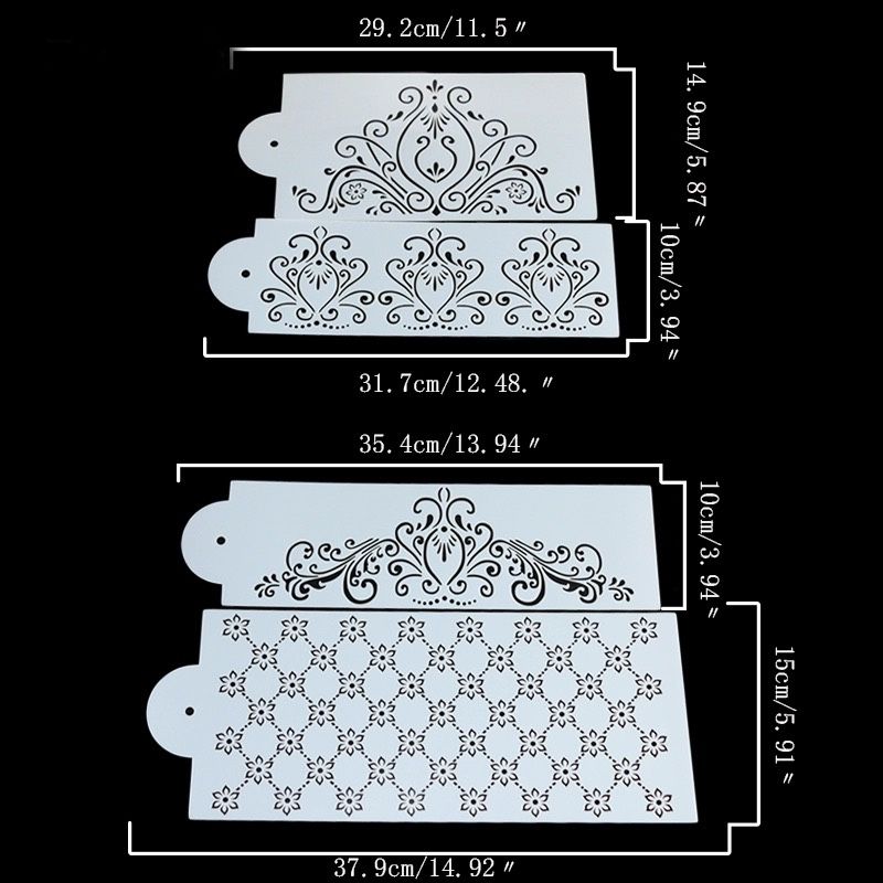 4 Pcs Set "Beautiful Plastic Stencils for Caking, or Crafting projects.