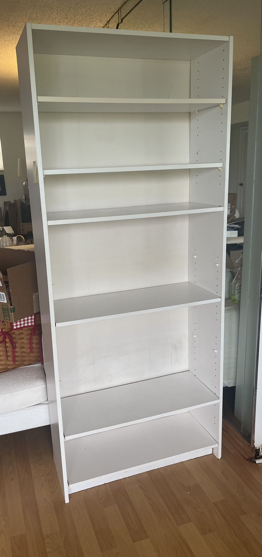 White 6 Shelf Adjustable Bookcase 