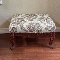 Vintage Floral Footstool Ottoman 