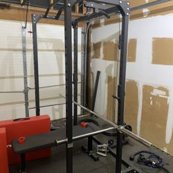Home Gym: Power rack, weights, bench, lat pulldown/row - $800 