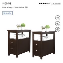 Set of Two Parlor Living Room Furniture MDF Bookshelf Storage Rack, Russet
