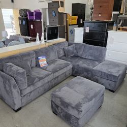 new gray beautiful smooth reversible sectional sofa couch set special visit our store we're open every day from 10am to 7pm