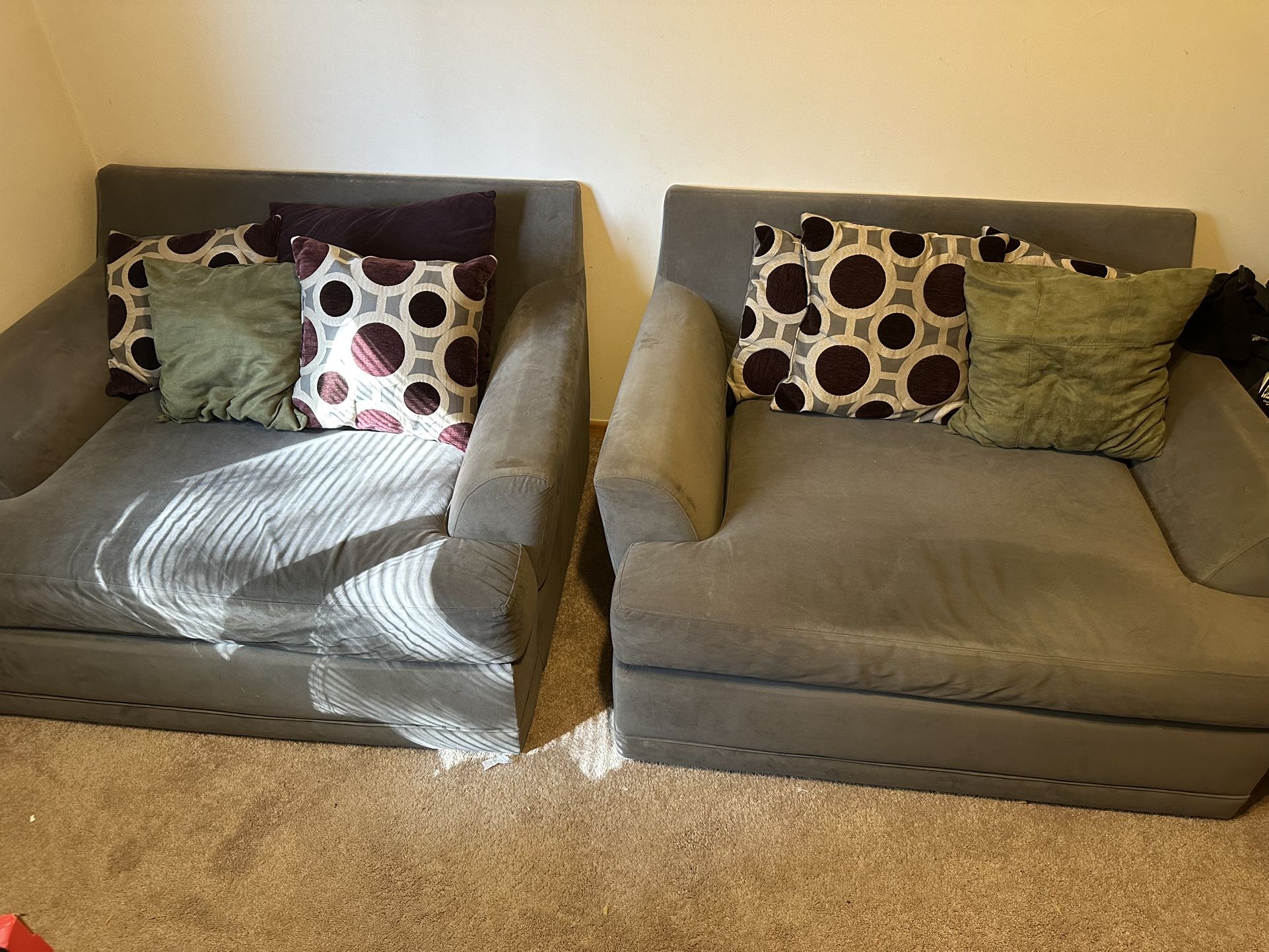 2 Oversized Grey Couch Chairs