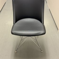 5 Custom Made Dark Gray Chairs With Chrome Base