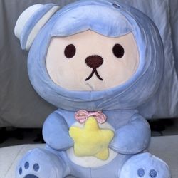 Kawaii Bear Plush – Blue Hoodie with Star – Soft & Cozy Stuffed Animal 