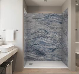 Nacarado Blue Castico Shower Wall and White Base 60x32x84