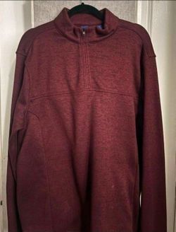 Good Condition Men's Burgundy Quarter-Zip Fleece Pullover $15