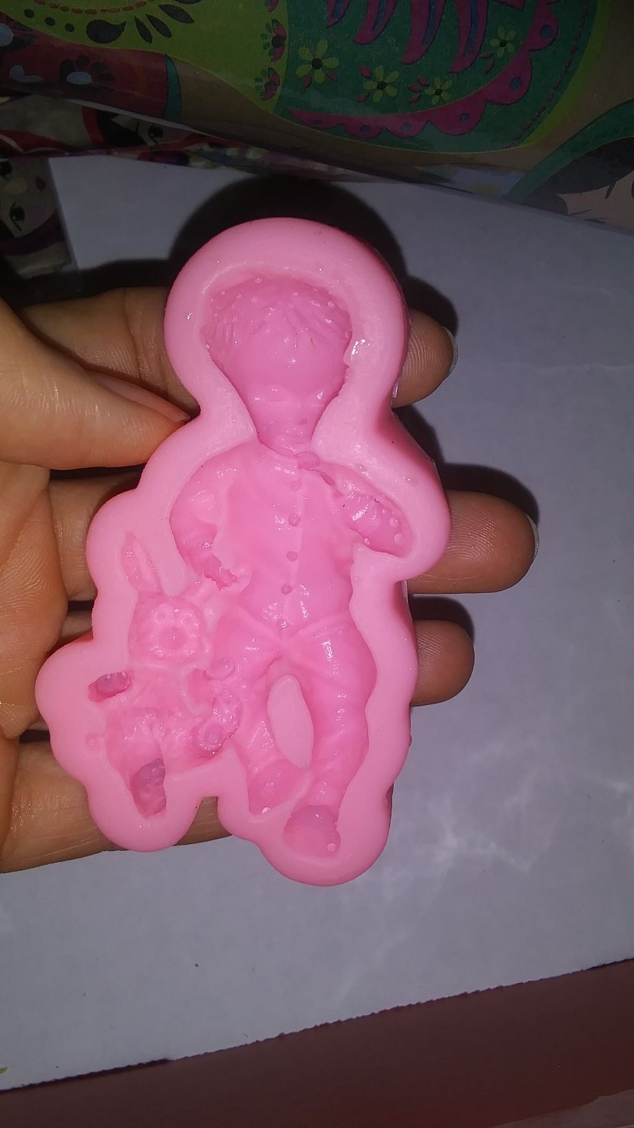 Silicone mold baby with bunny for chocolate, soap, jewelry making