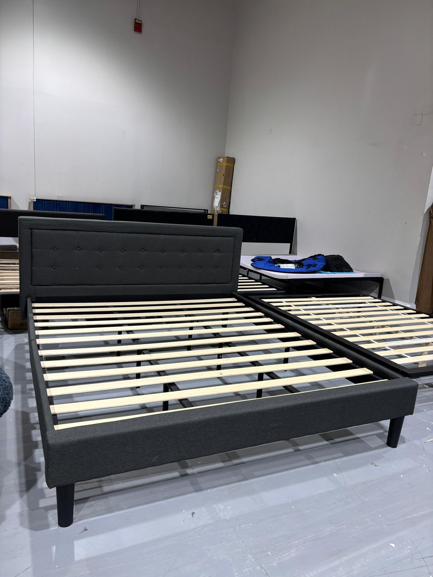 M-Dachelle Upholstered Platform Bed Frame, Mattress Foundation, Wood Slat Support, No Box Spring Needed, Eco Friendly WonderBox (TM) Packaging, Easy A