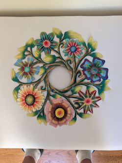 Handmade Haitian Metal Flower Wreath Wall Art – Recycled Steel Drum