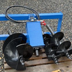 Skid Steer Hydraulic Auger w/3 Bits 8” 12” 16” Universal Style Connect