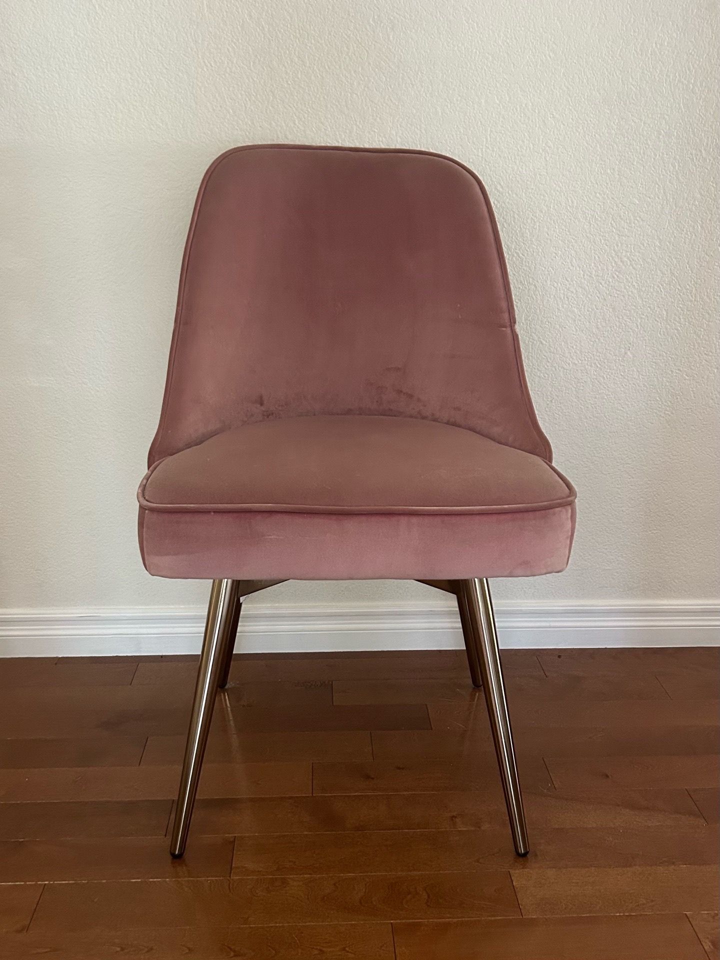 West Elm Blush/Mauve Velvet Swivel Accent Chair
