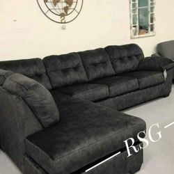 Almost Black Sectional Sofa Chaise ⭐No Needed Credit Check 💛 $39 Down Payment with Financing