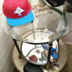 Two tier Table, Top Clear Glass, Bottom Mirrored Glass