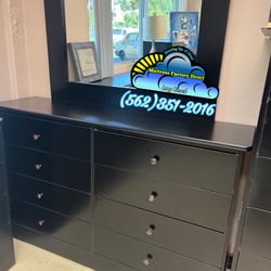 Black Eight Drawer Dresser With Mirror New Comoda Cajonera 