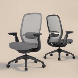 Office Chair for Long Hours, Easy Wire-Control Desk Chair with Sliding Seat Depth & Thick Padded Lumbar Support, Heavy Duty 300 LBS High Back Mesh Com