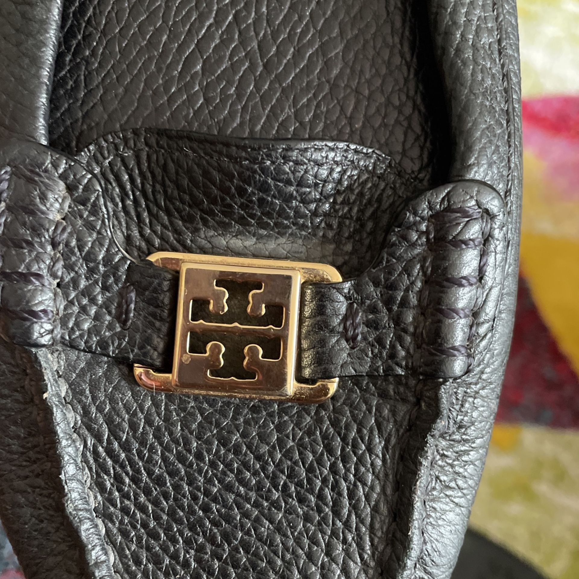 Black Leather Tory Burch Flats Size 9 Half