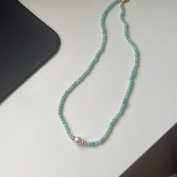 Aquamarine And Pearl Necklace 