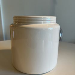 Ceramic glazed white pot - 6” H 5” W