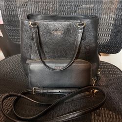 Kate Spade Matching Tote/crossbody & Wallet set in Black
