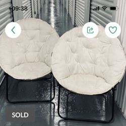 Folding fabric chairs excellent for houses with a balcony. Comfortable used in excellent condition. The two for 70 dollars