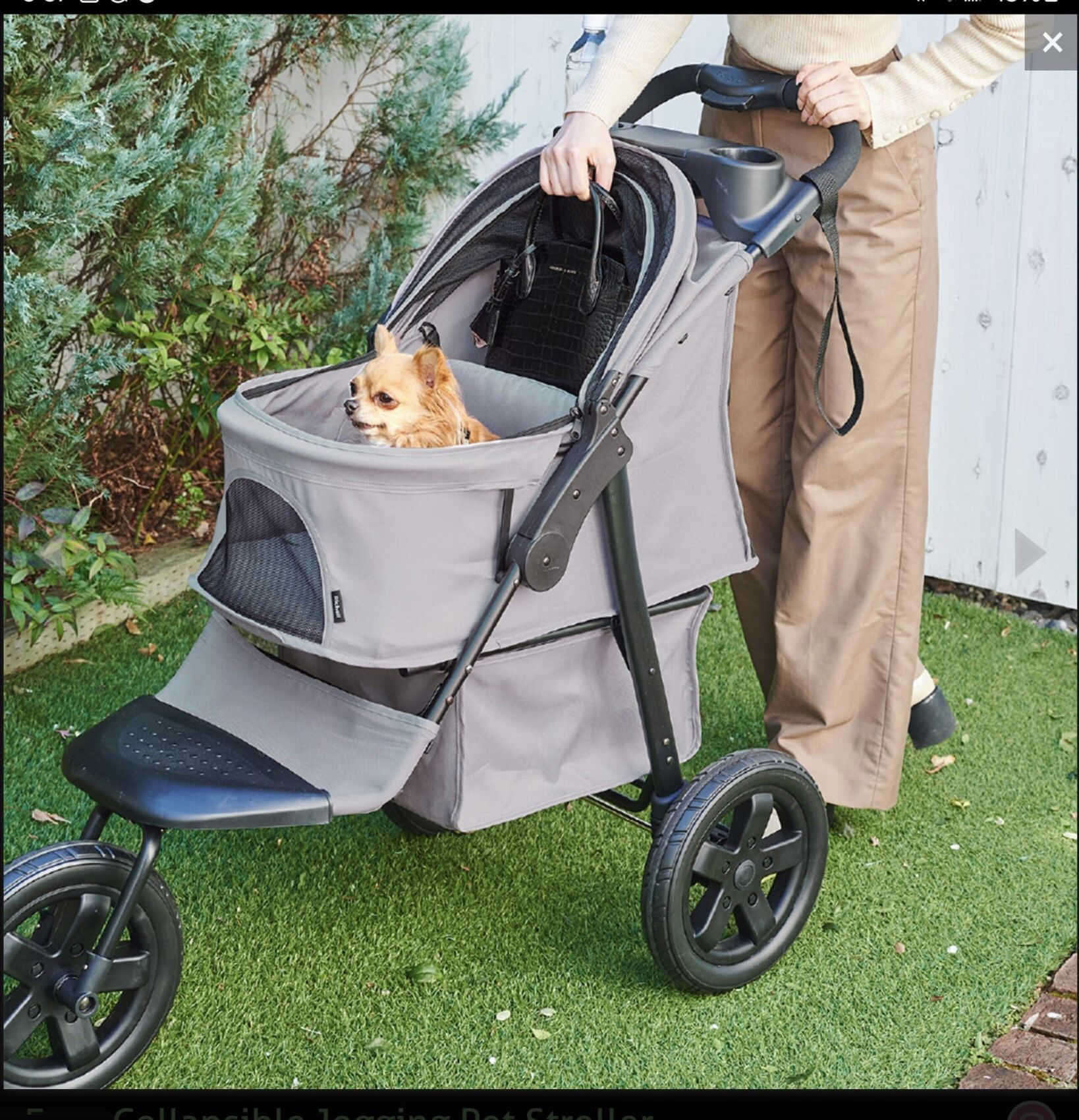 (NEW) Richell Easy Collapsible Jogging Dog And Cat Stroller