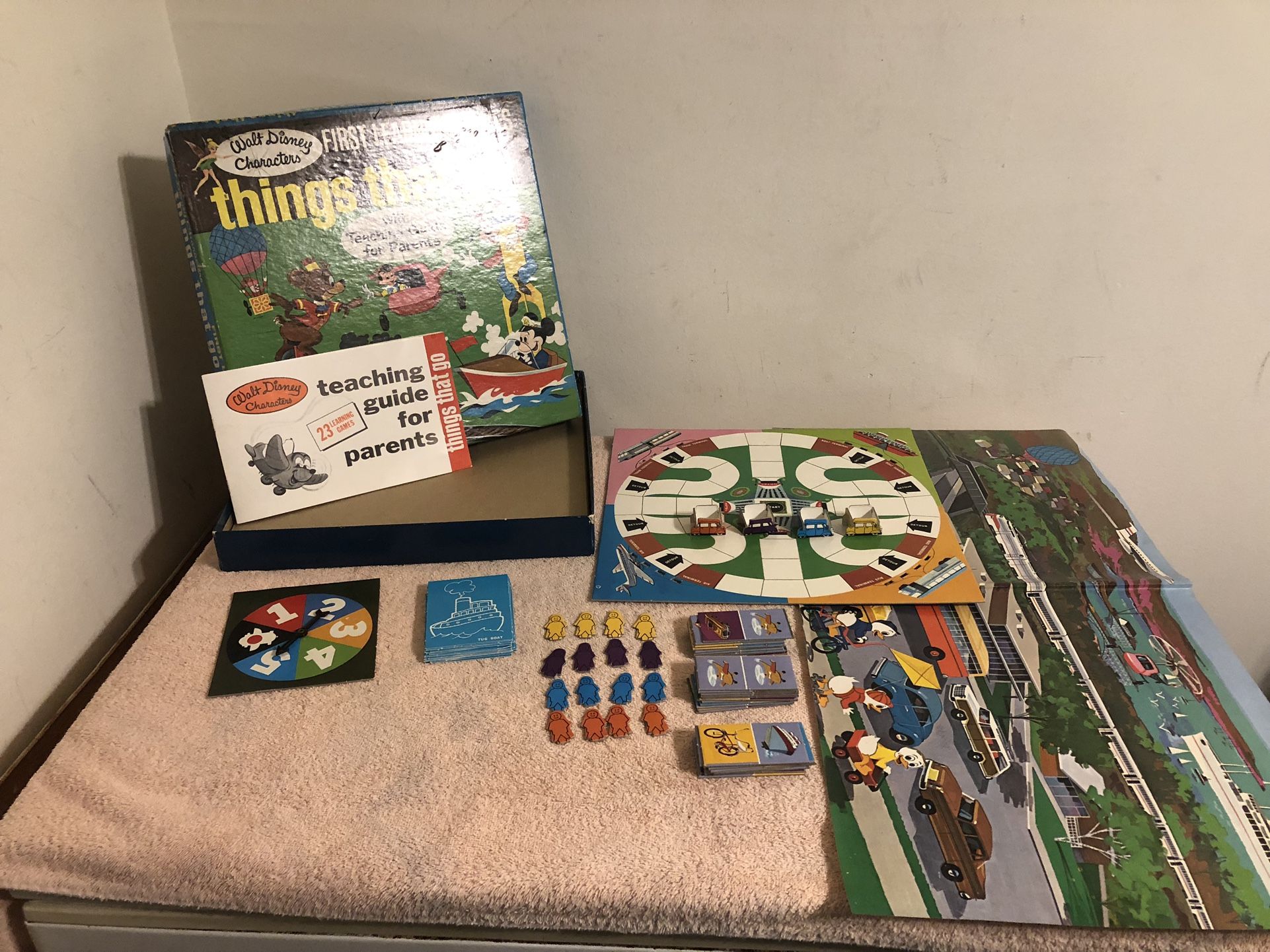 Vintage 1969 Disney Characters First Learning Games Things That Go #13055